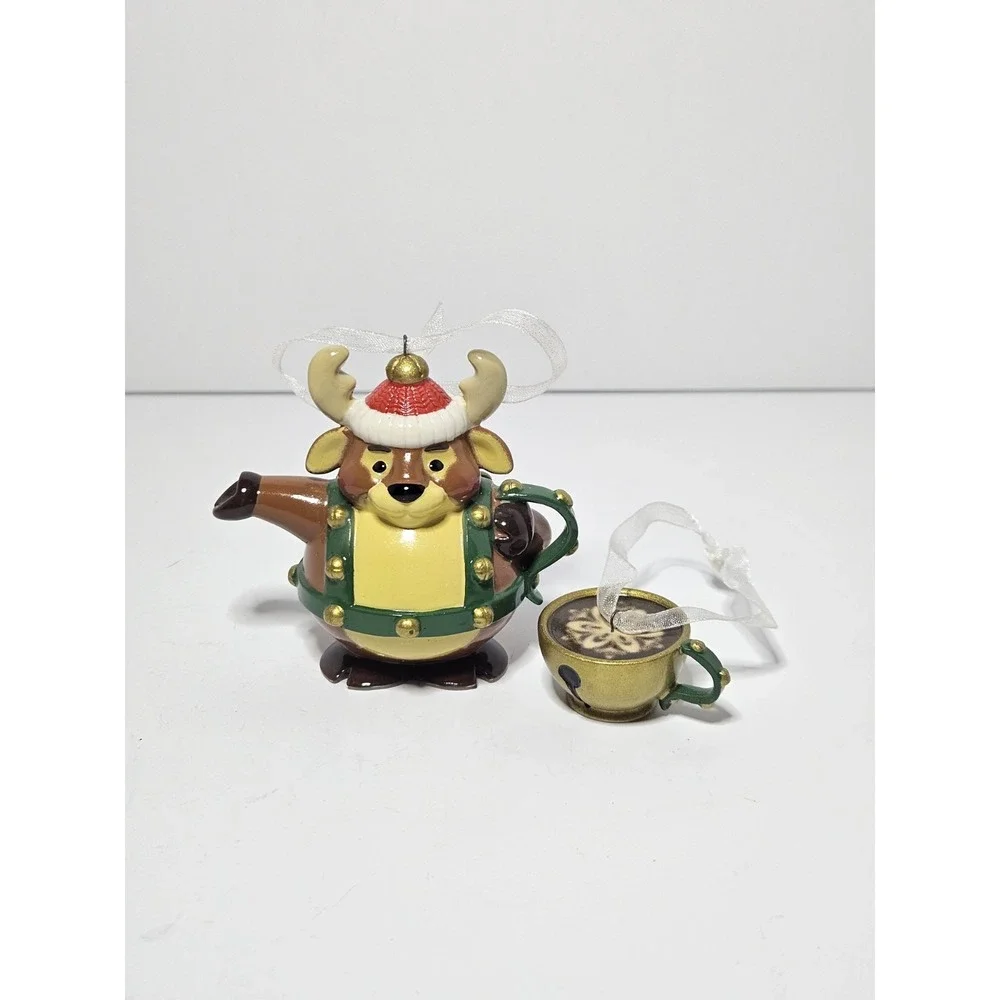 Hallmark 2020 Tea Time Reindeer Teapot Teacup Porcelain Ornament Set 5th Series